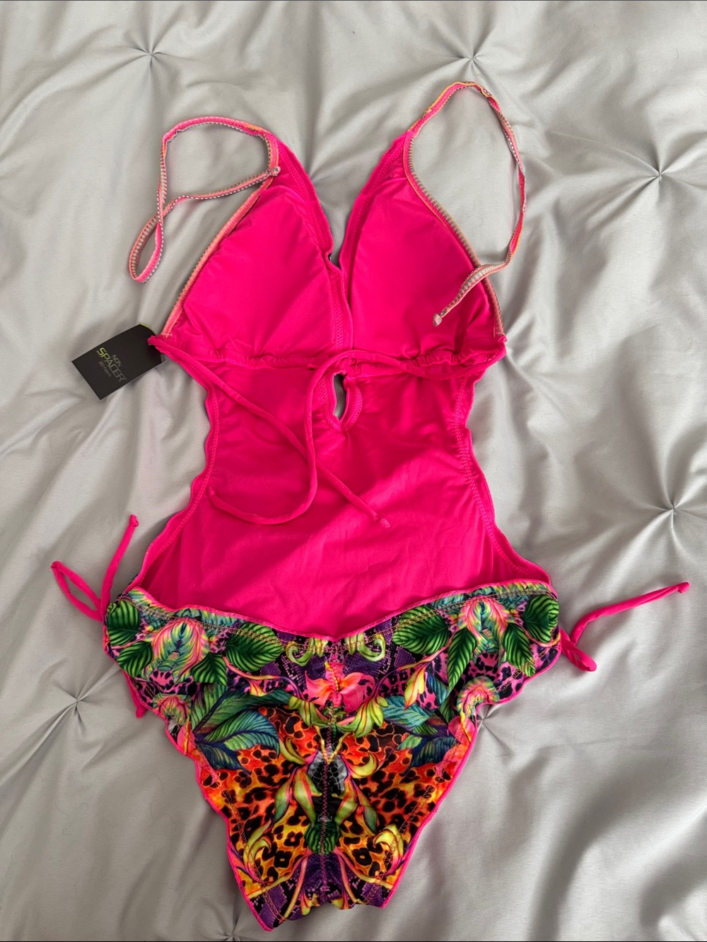 Bright Pink Tropical Print One-Piece Swimsuit - Picture 6 of 10